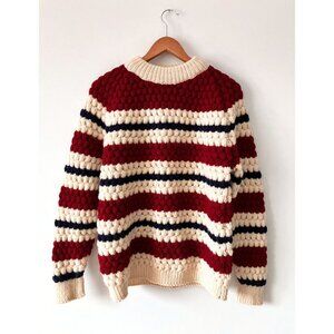 Pallas Ireland 100% New Wool Chunky Striped Knit Sweater Size Large